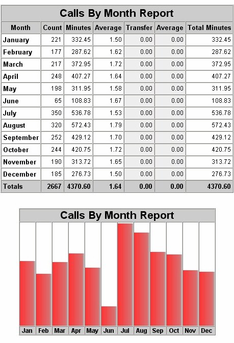 Calls By Month Report
